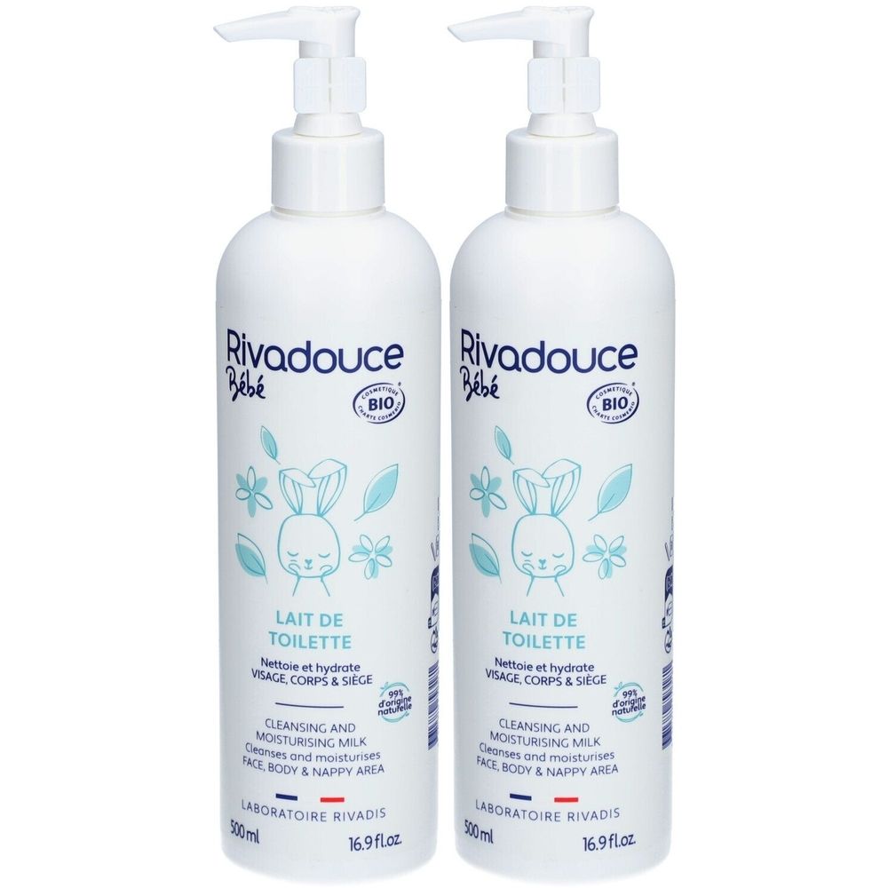 Rivadouce Bébé Lait de Toilette 2x500 ml