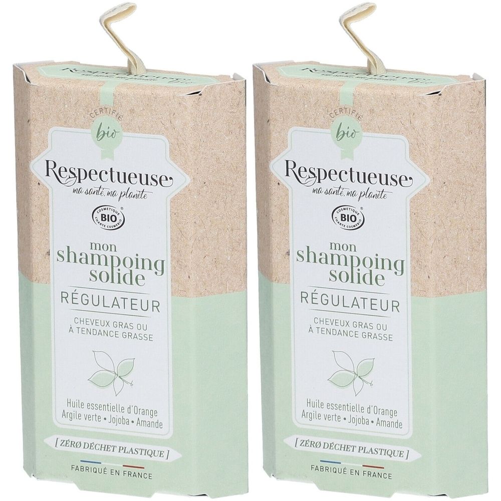 Respectueuse Mon Shampoing Solide RÉGULATEUR Bio Shampooing 2x75 g