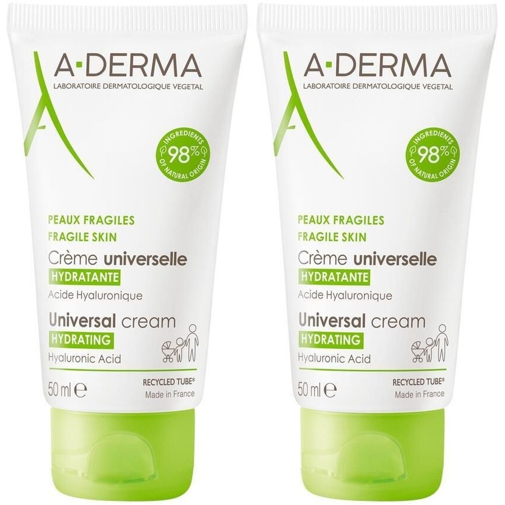 A-DERMA LES INDISPENSABLES Crème universelle hydratante 2x50 ml Crème Pour La Peau