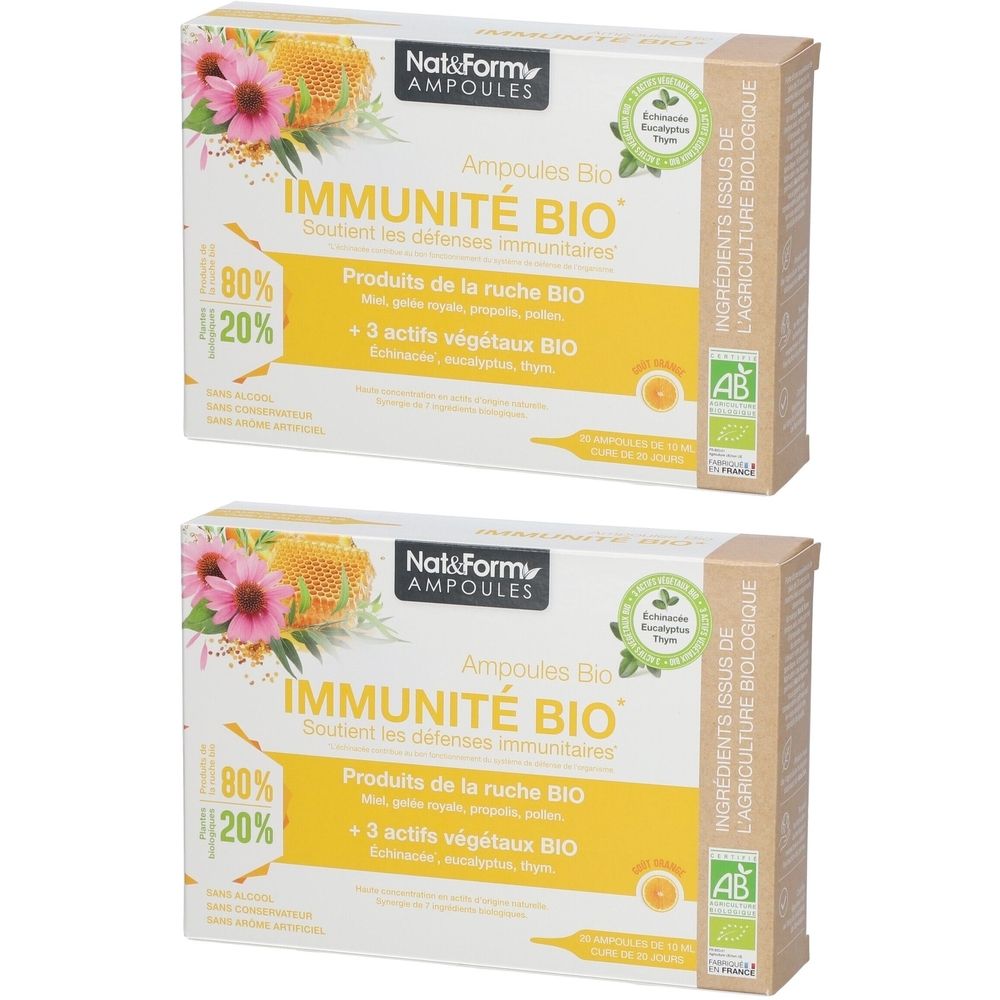 Nat & Form Ampoules Immunité Bio 2x200 ml Ampoule(S) Buvable(S)