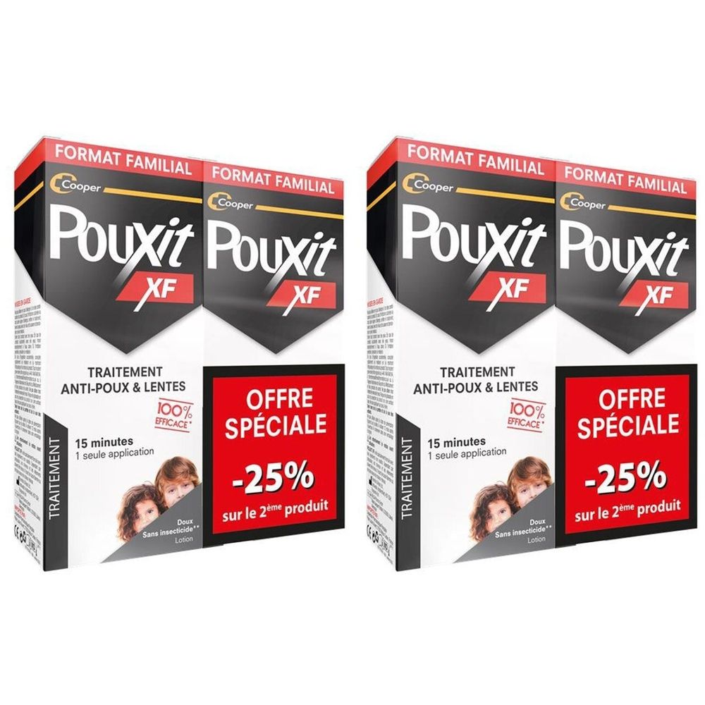 POUXIT - Extra Fort - Lotion - Traitement anti-poux et lentes - Agit en 1 seule application de 15 minutes (1) - Traitement du cuir chevelu - Lot de 