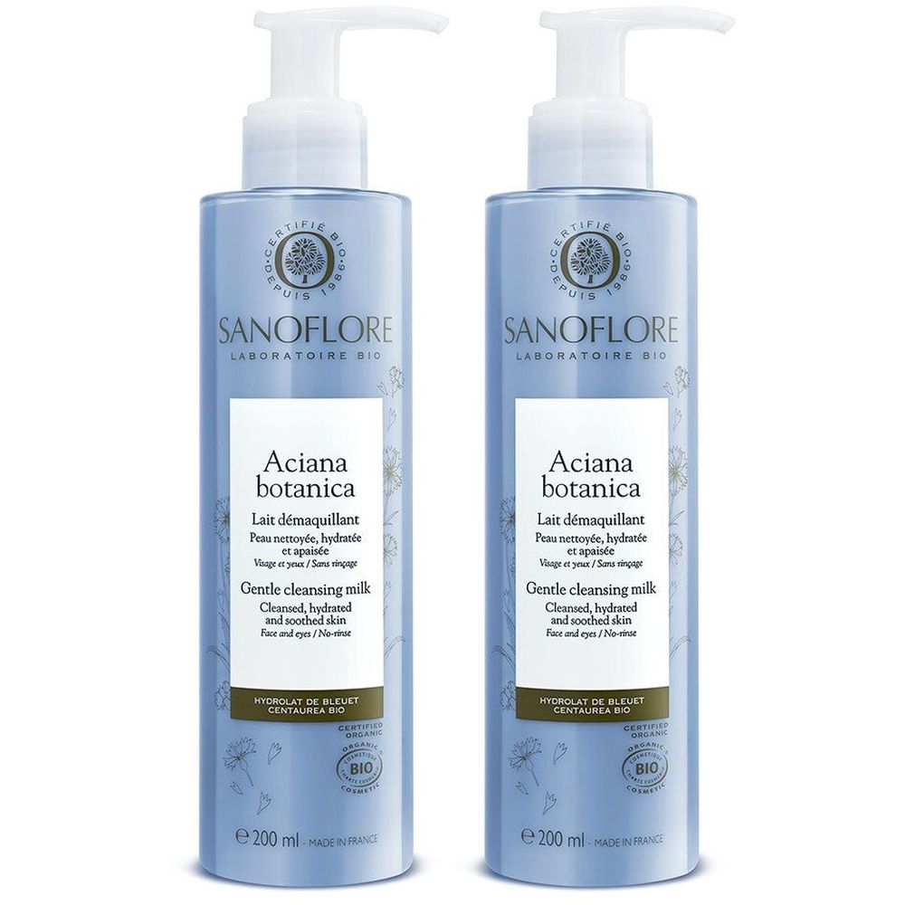 SANOFLORE Aciana botanica Lait démaquillant visage et yeux certifié Bio 200ml 2x200 ml