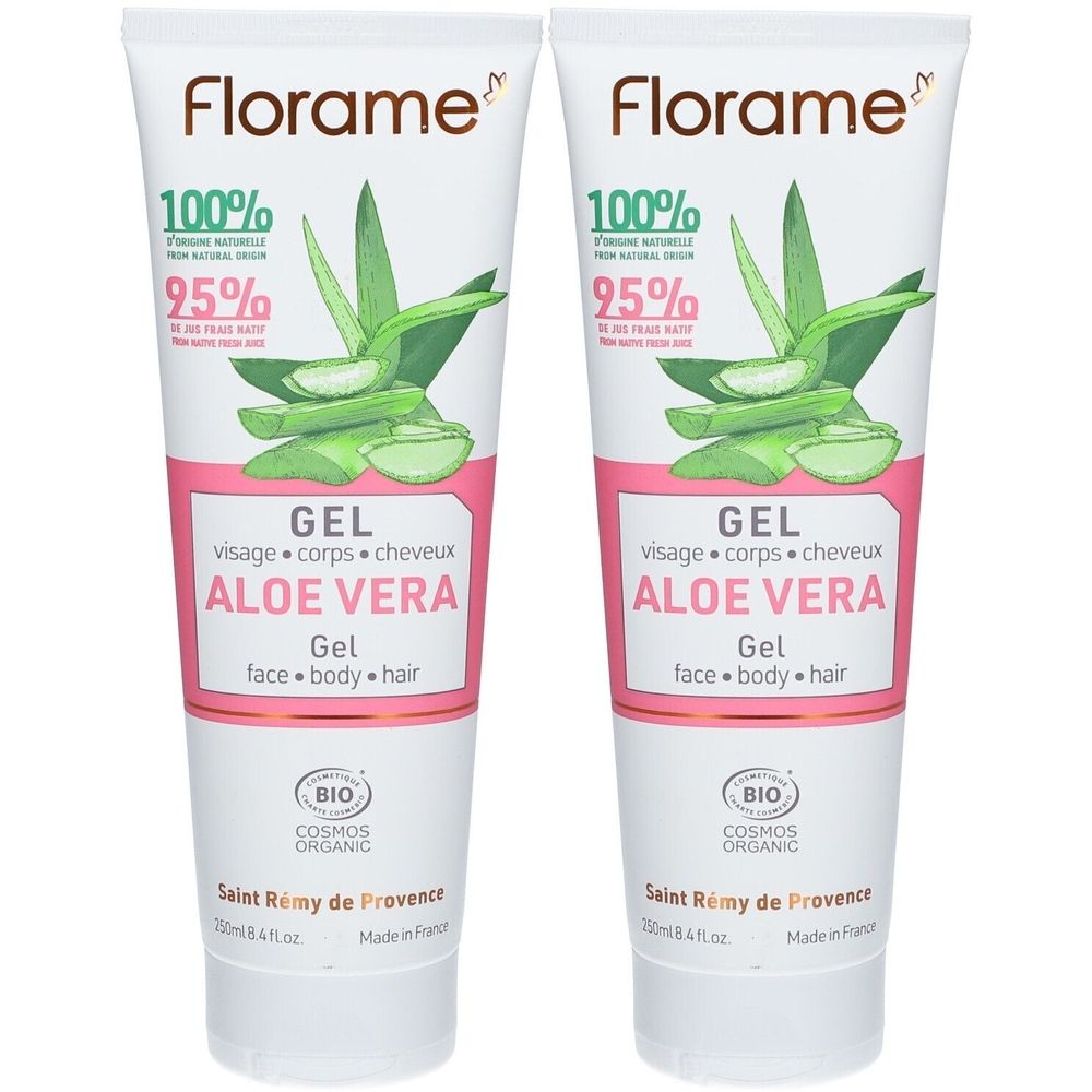 Florame Gel d'Aloe Vera Bio Visage, Corps & Cheveux Gel(S) 2x250 ml