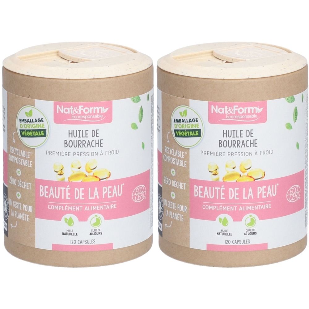 Nat&Form Huile de bourrache en capsules 2x120 pc(s) Capsule(S)