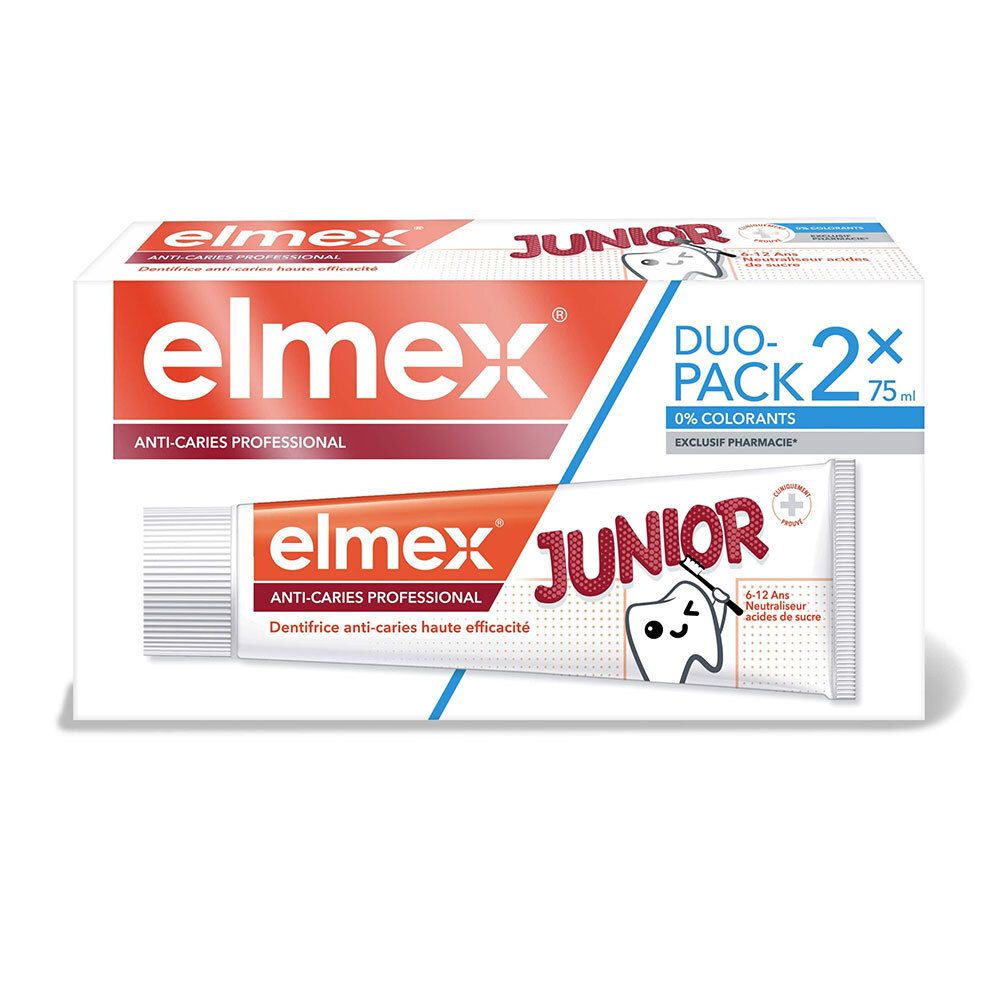 Elmex Anti-Caries Dentifrice Junior 6-12 Ans 2X75 Ml Taille 6 - Image 2