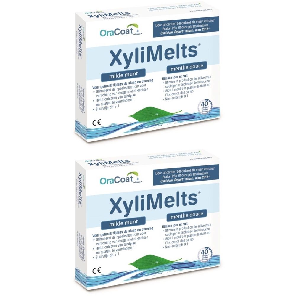 XyliMelts Comprimés Bouche Sèche Menthe Douce 2x2x20 pc(s) Comprimé(S)