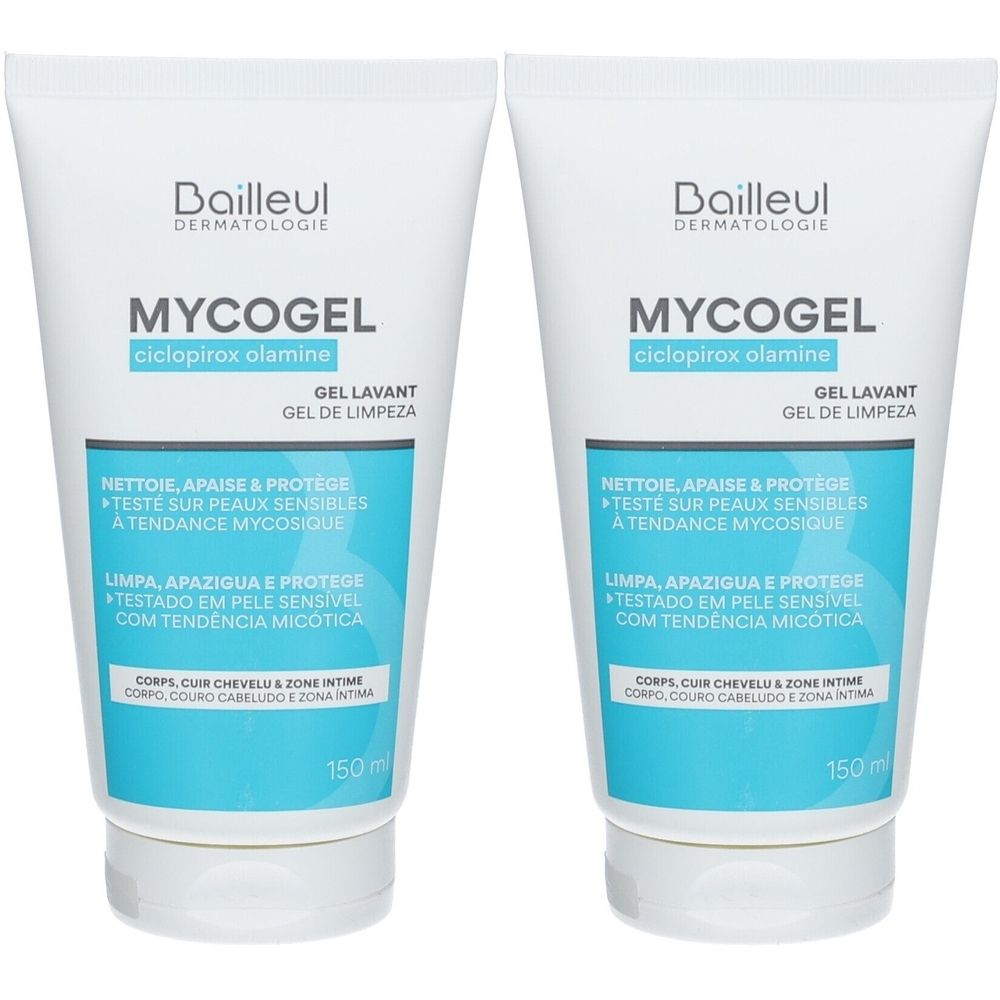 MYCOGEL Ciclopirox olamine Gel lavant 2x150 ml Gel(S)