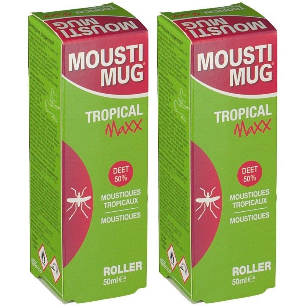 Moustimug Tropical Maxx Roller 50% DEET Rouleau 2x50 ml