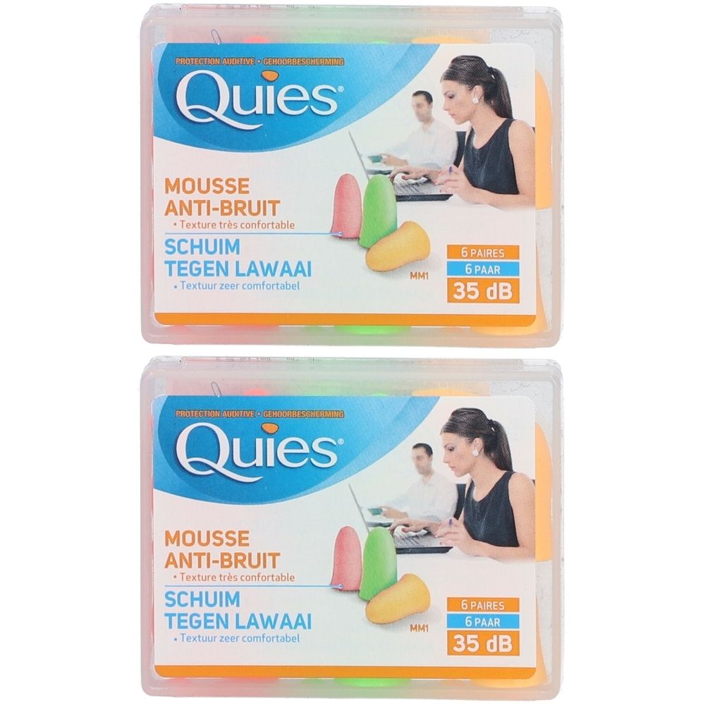 Quies Protection auditive Mousse confort 2x6 pc(s) Bouchons D'Oreille