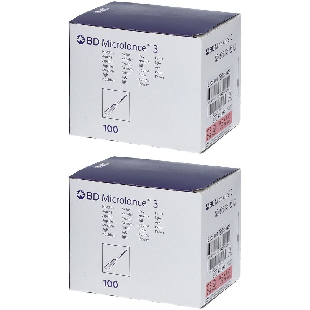 BD Microlance™3 Aiguilles 18G x 1 1/2 (1,2 40 mm) Autre 2x100 pc(s)