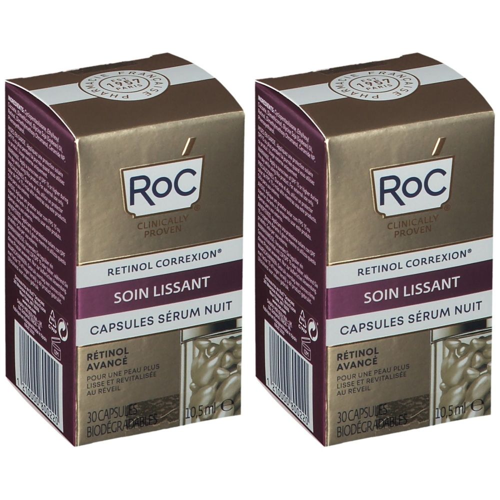 RoC RETINOL CORREXION Soin Lissant Capsules Sérum Nuit 2x30 pc(s) Capsule(S)