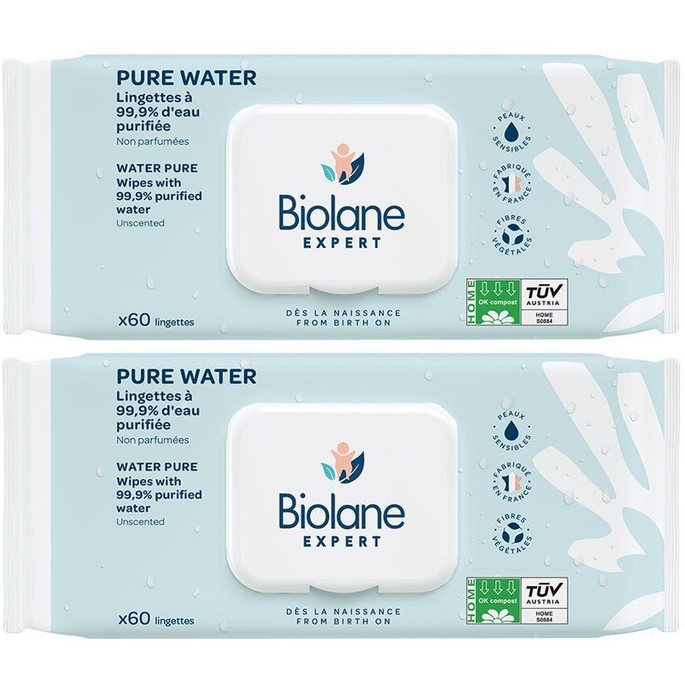 Biolane Expert Lingettes Pure Water Lingette(S) 2x60 pc(s)