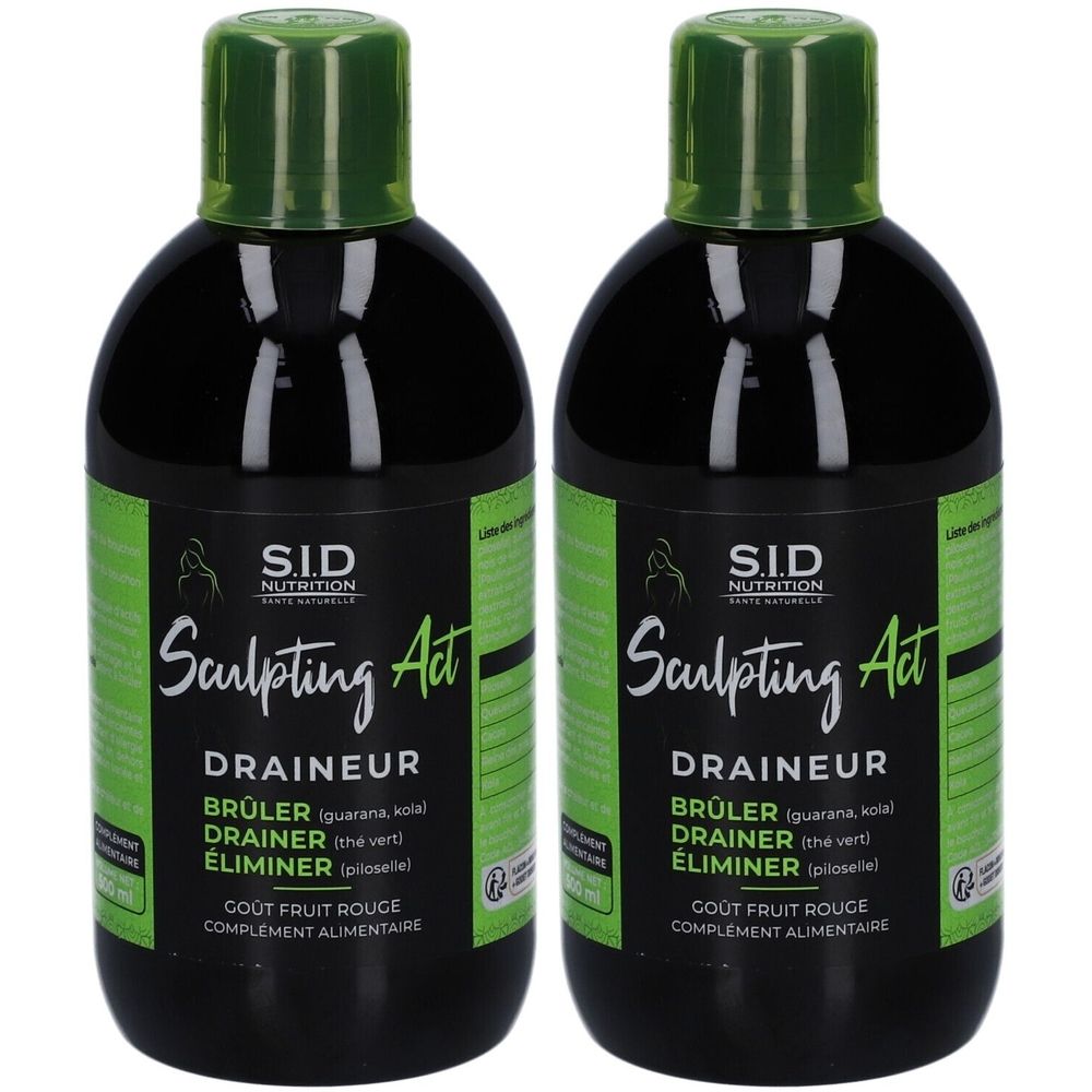 S.I.D Nutrition Sculpting Act Draineur Goût Fruit Rouge Solution Orale 2x500 ml