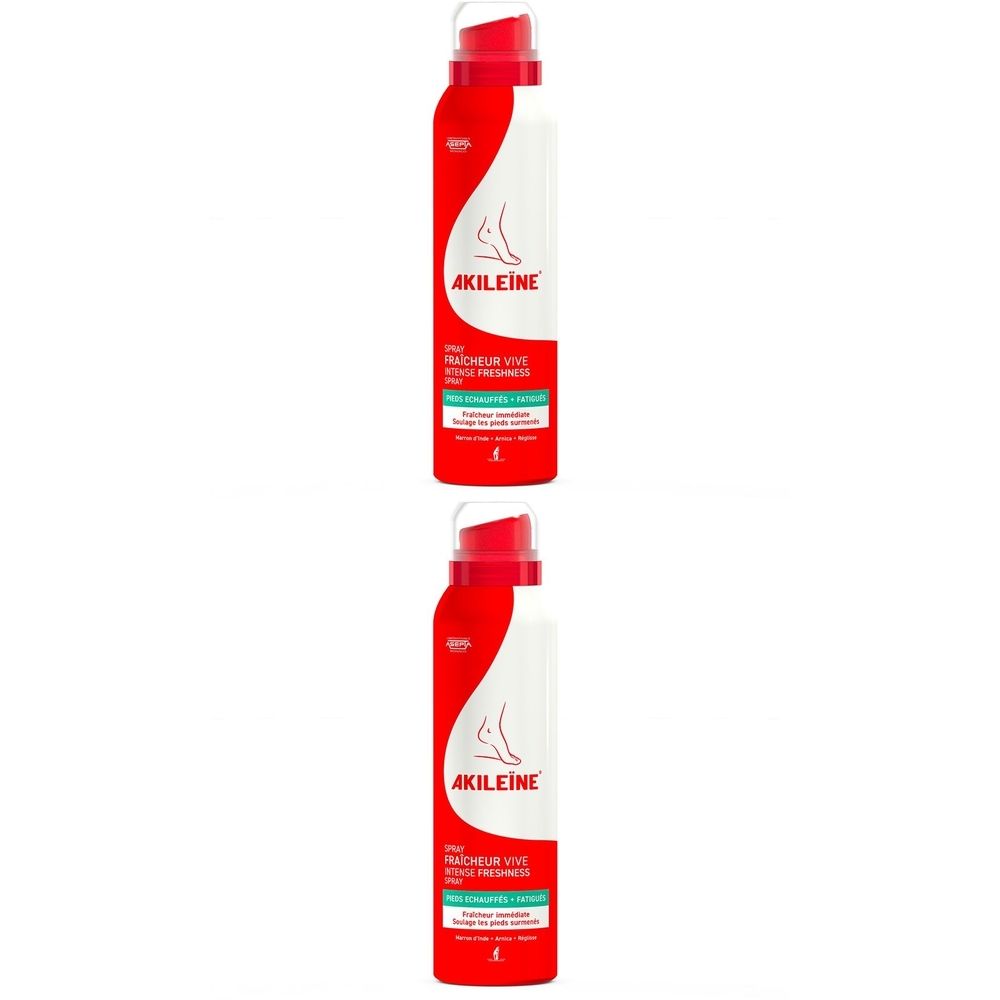 Akileïne fraîcheur vive pieds fatigués et echauffés 2x150 ml Spray