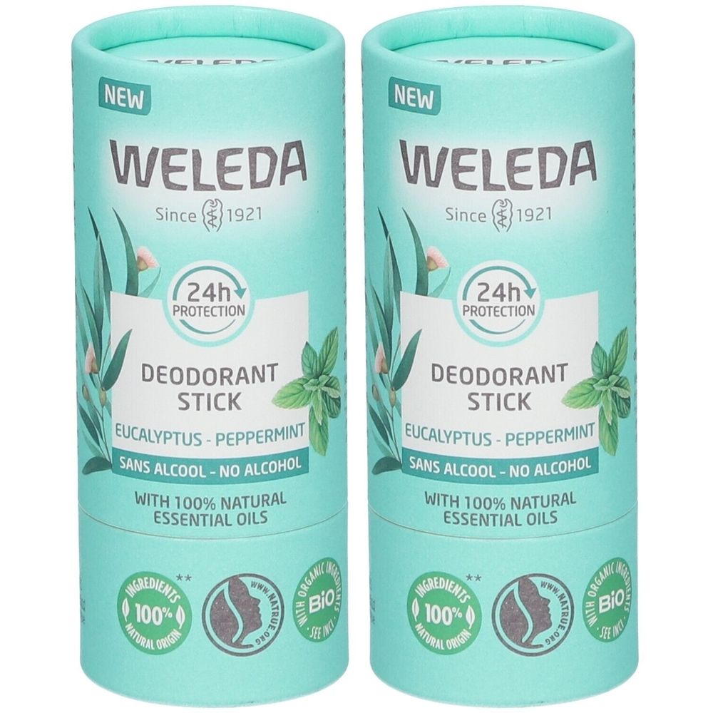 WELEDA Déodorant solide 24H Eucalyptus Menthe poivrée 2x50 g