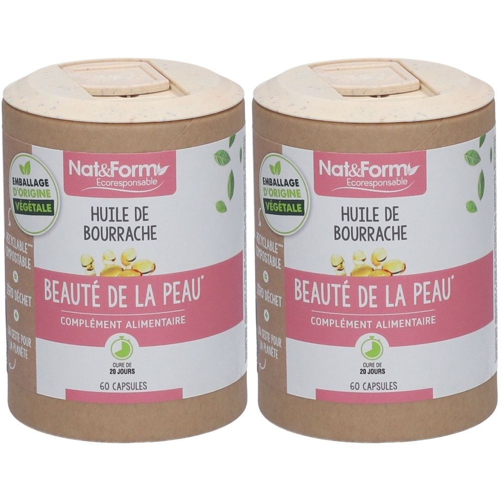 Nat&Form Huile de bourrache en capsules 2x60 pc(s) Capsule(S)