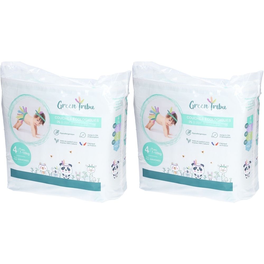 GREEN TRIBU Couches écologiques bébé Maxi Taille 4 Set(S) 2x22 pc(s)