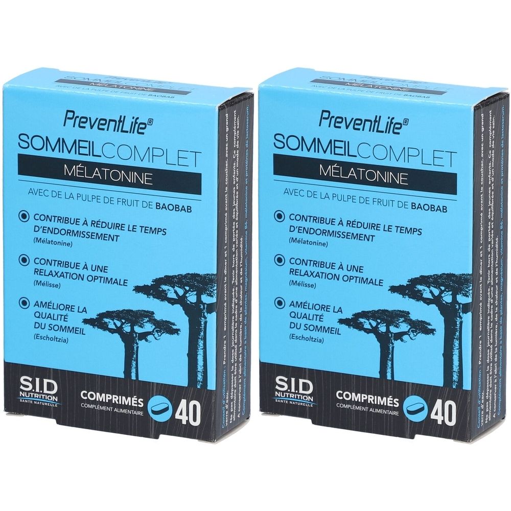 PreventLife Sommeil Complet Mélatonine 2x40 pc(s) Comprimé(S)