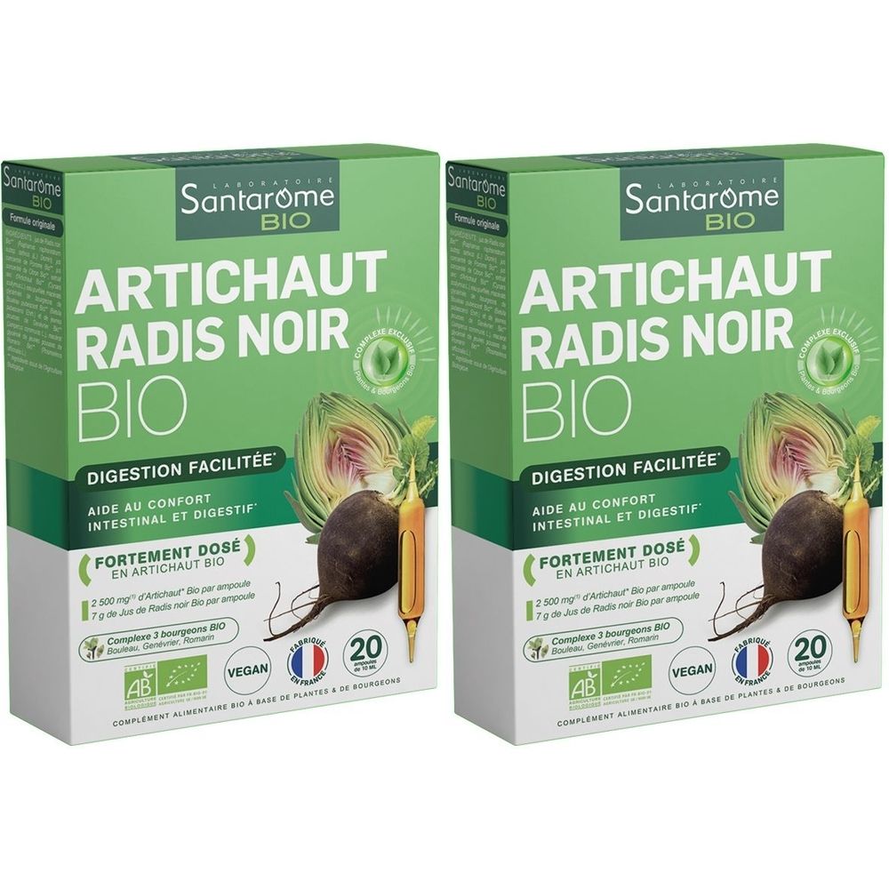 Santarome Bio Artichaut et Radis noir bio 2x20x10 ml Ampoule(S) Buvable(S)