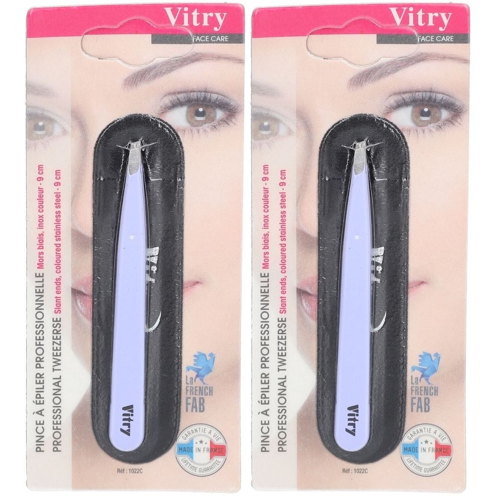 Vitry Pro pince à épiler mors biais inox couleurs (Couleur non sélectionnable) 2x1 pc(s) Pinces À Épiler