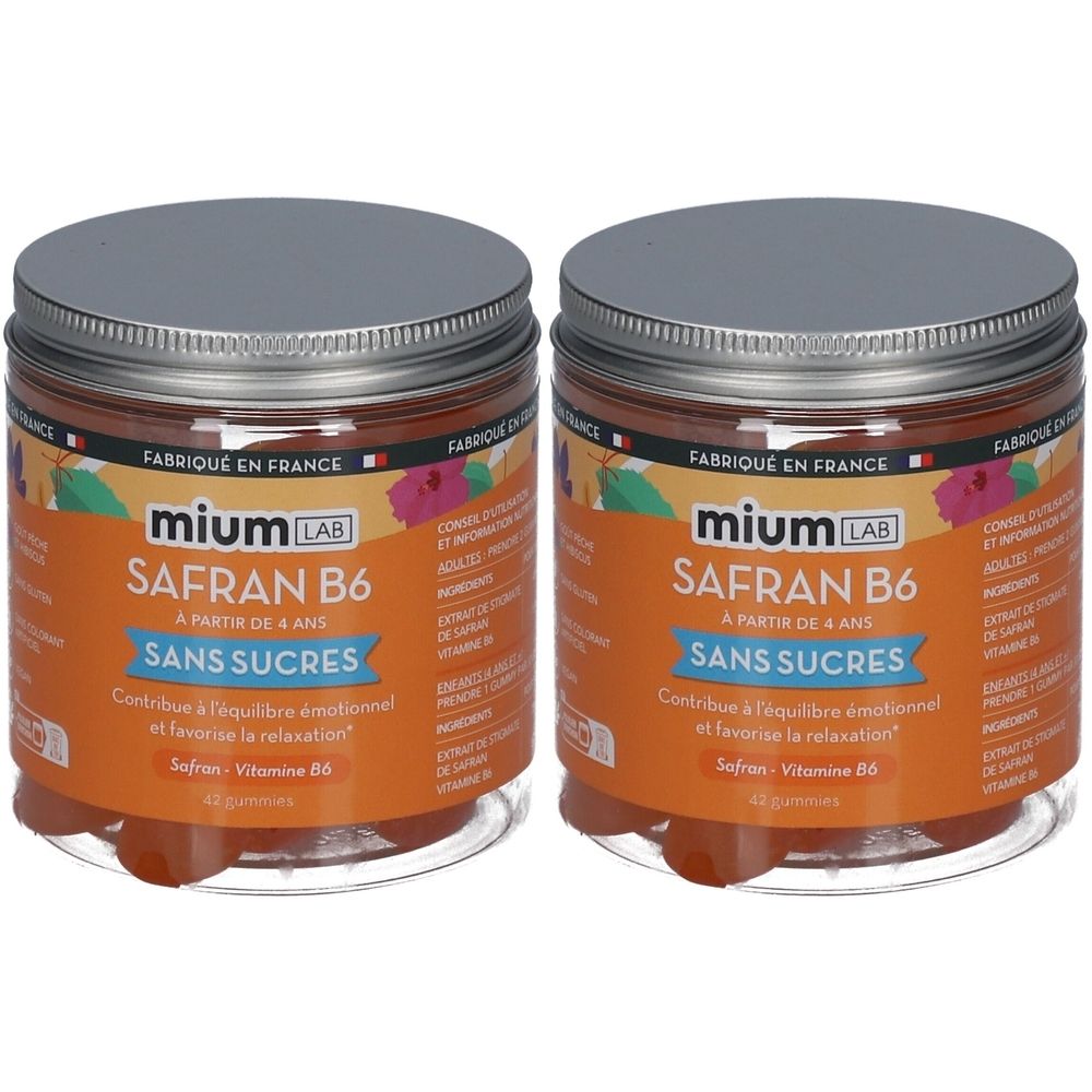 Mium Lab Safran B6 – Gummies anti-stress et équilibre émotionnel 2x42 pc(s) Gummies