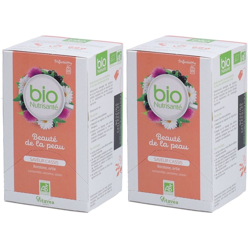 BIONUTRISANTÉ Beauté de la peau Infusion Saveur Cassis Sachet(S) Filtre(S) 2x20 pc(s)