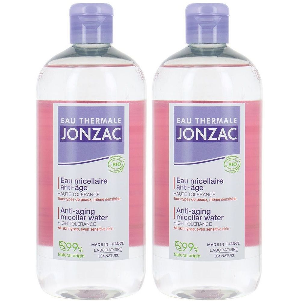 Jonzac Sublimactive Eau Micellaire Anti-Âge Bio peaux matures 2x500 ml Eau Pour Le Visage