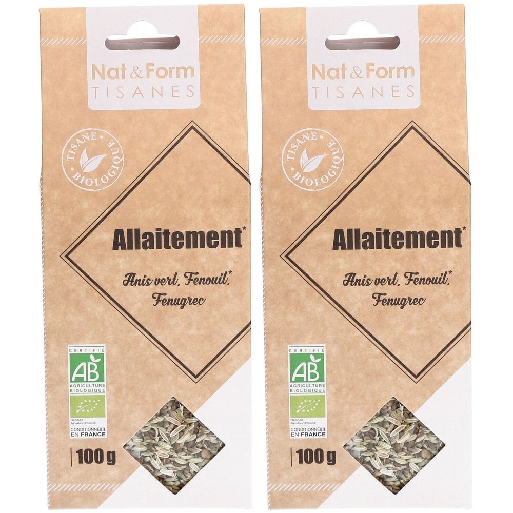 Nat&Form Tisane Allaitement bio 2x100 g Thé
