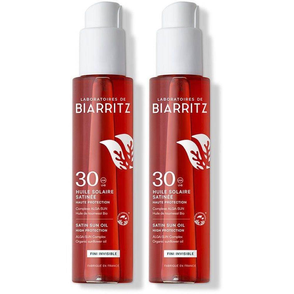 Laboratoires de Biarritz Huile Solaire Satinée SPF30 2x125 ml Huile