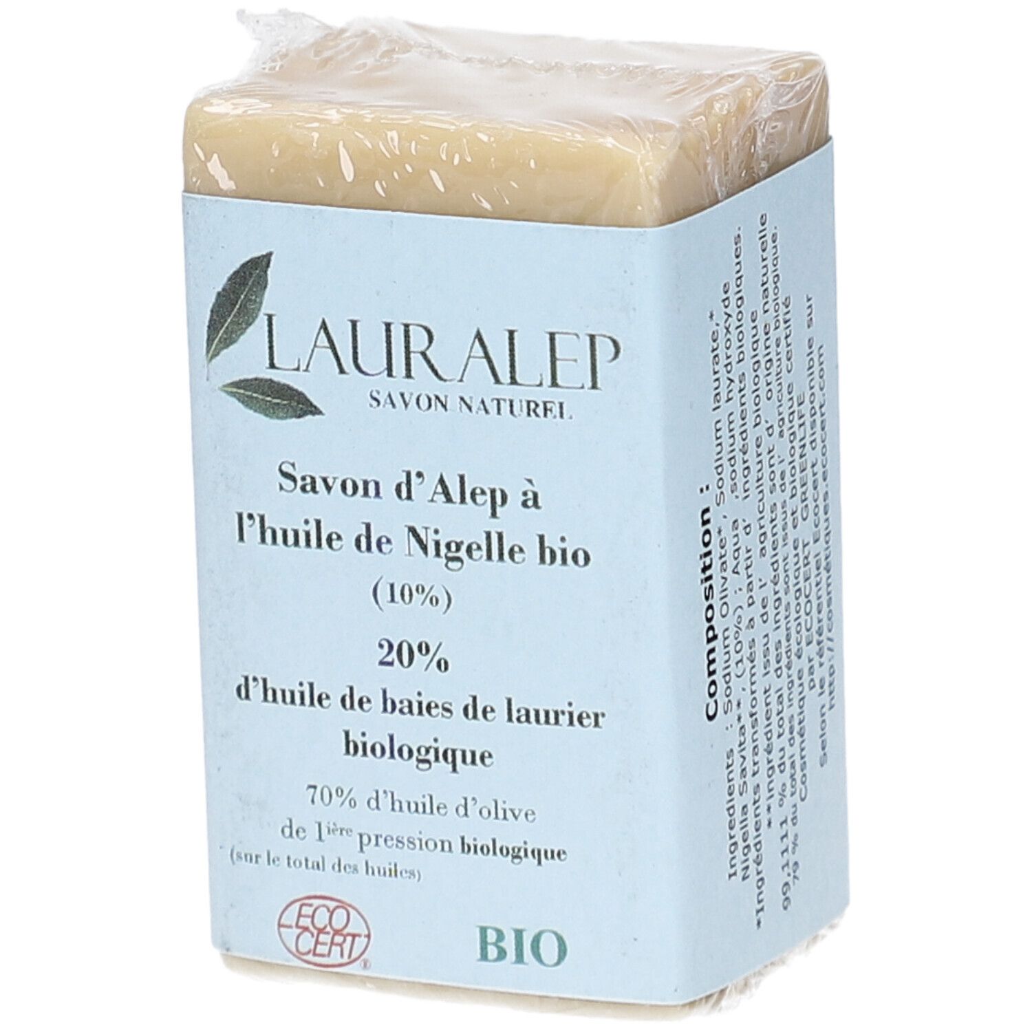 LAURALEP Savon d'Alep à l'Huile de Nigelle Bio 150 g