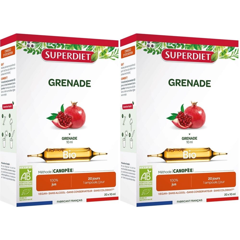 SUPERDIET Grenade Bio - 20 ampoules de 10 ml 2x20 pc(s) Ampoule(S)