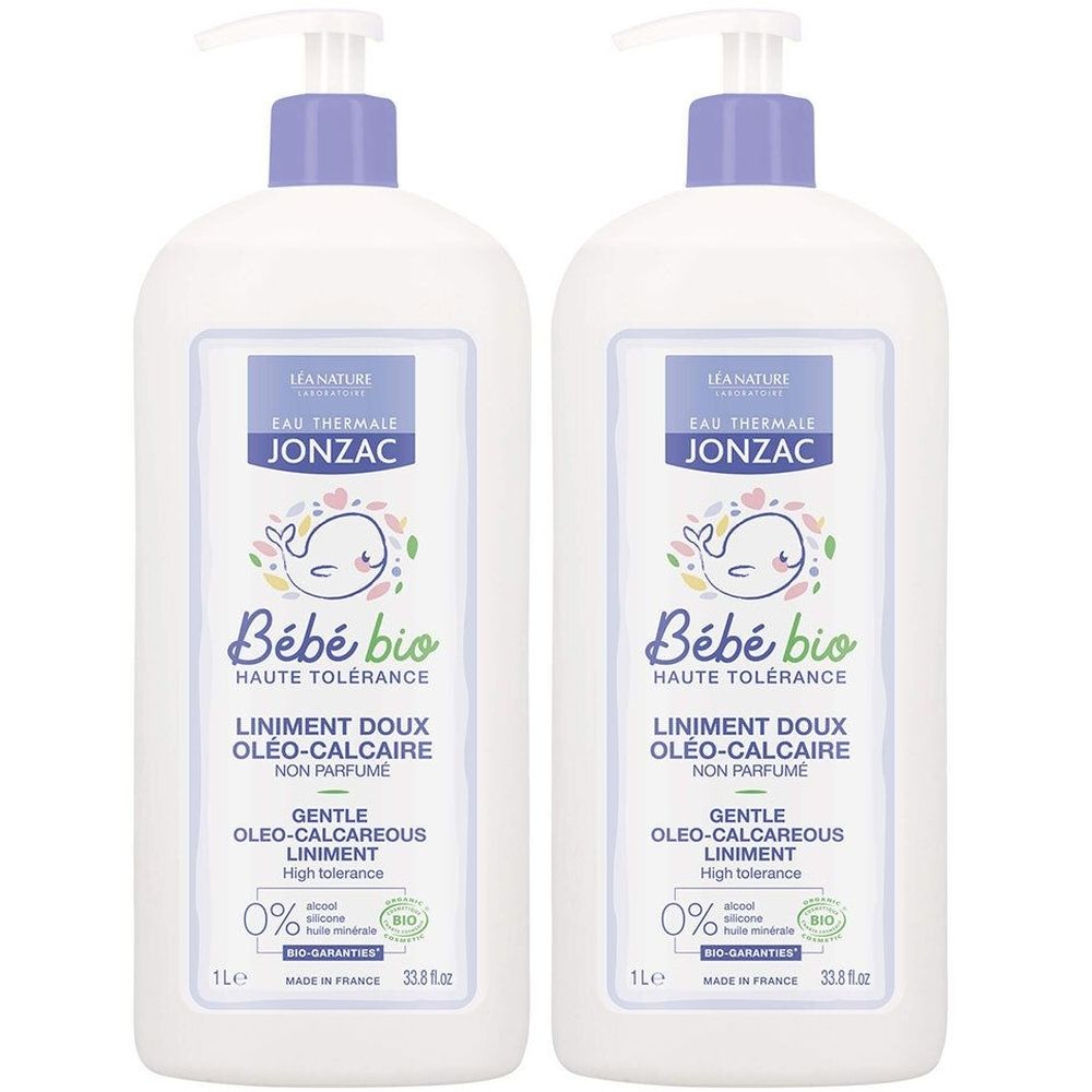 Jonzac Bébé Bio Liniment Oléo-Calcaire Doux Nettoyant Siège 2x1000 ml Baume