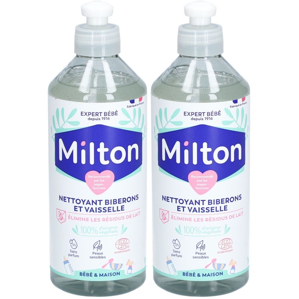 Milton Nettoyant liquide pour biberons et vaisselle 2x500 ml Produit(S) Nettoyant(S)