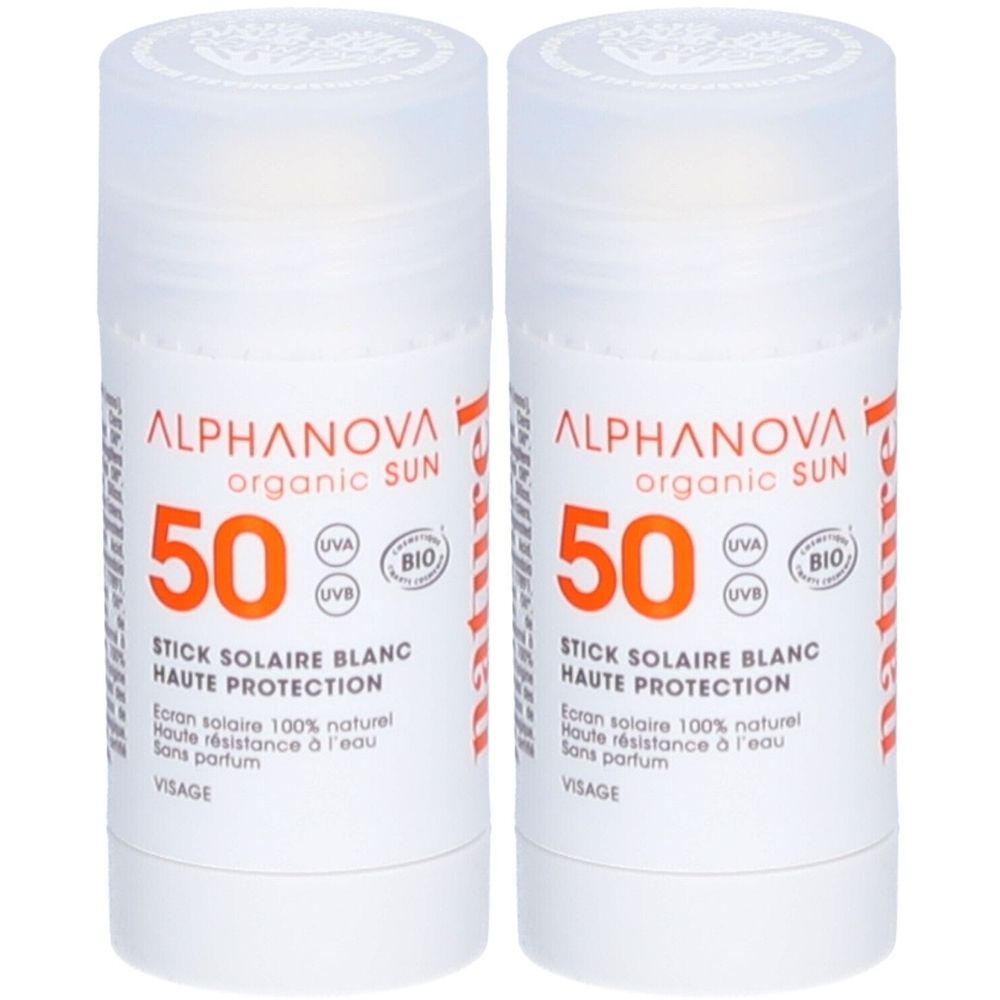 ALPHANOVA Stick Solaire Blanc SPF50 2x17 ml