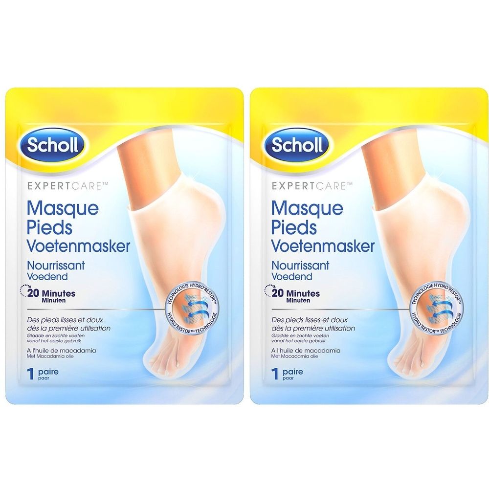 Scholl Masque Pieds Nourrissant à l'huile de macadamia pour peaux sèches - 1 paire 2 chaussettes Crème De 2x1 pc(s)
