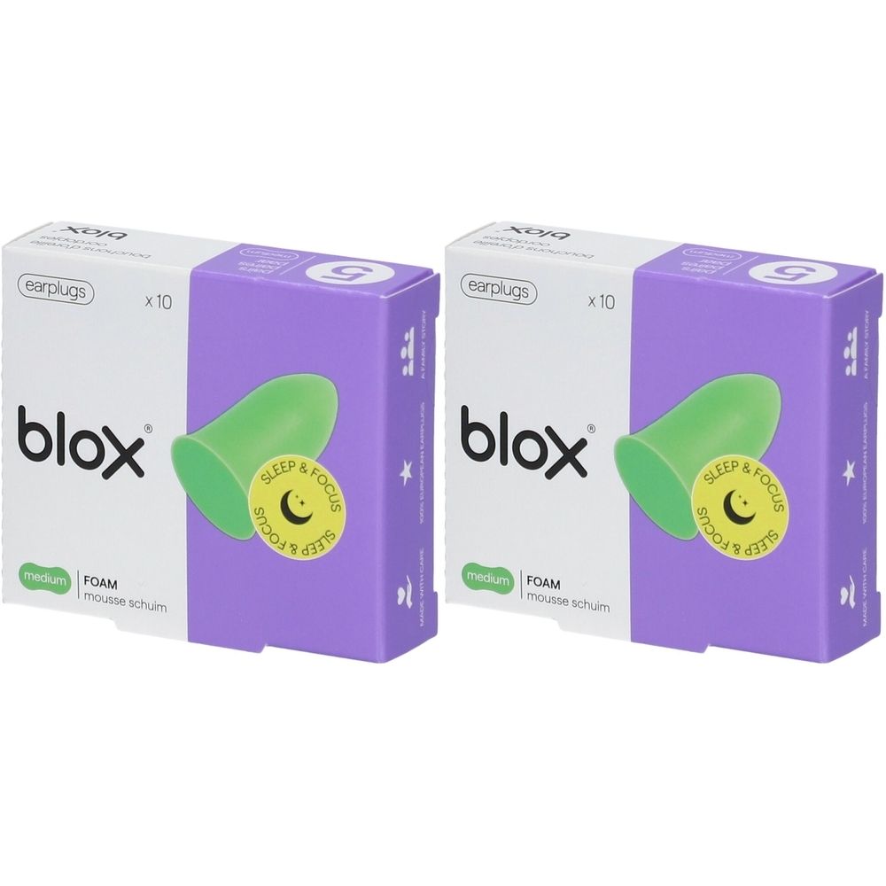 blox® Gamme Sleep & Focus - Mousse Medium Verte 2x5x2 pc(s) Bouchons D'Oreille