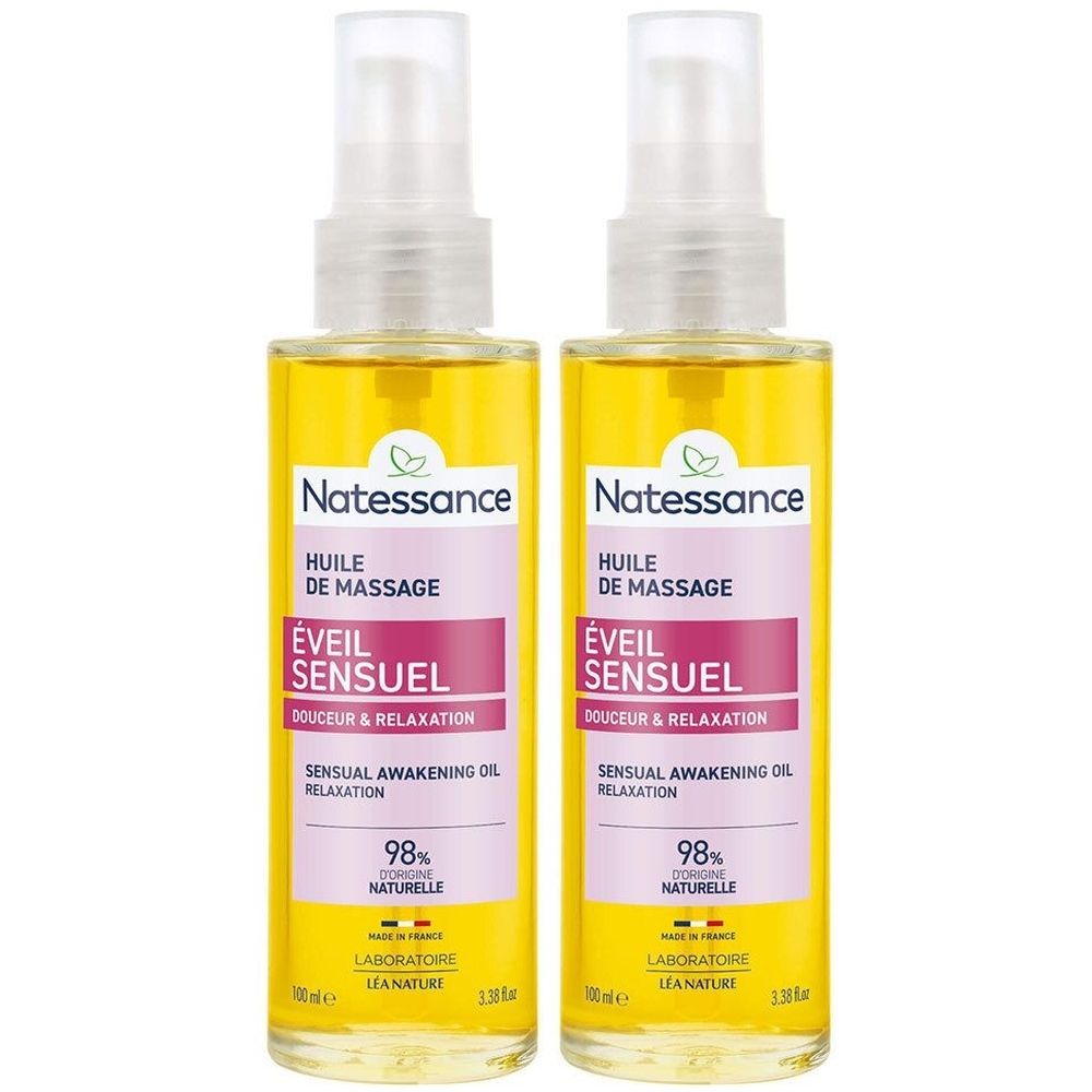 Natessance Huile de Massage Relaxante Éveil des Sens 2x100 ml Huile
