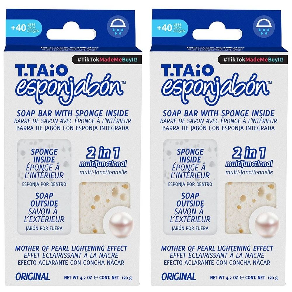 Esponjabon Savon Éponge 2 en 1 Extrait de Perle Soin Régénérant Éponge(S) 2x120 g