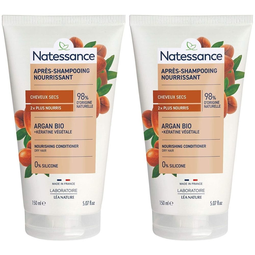 Natessance Après-Shampooing Argan et Kératine Végétale Sans Sulfates 2x150 ml Après-Shampooing(S)