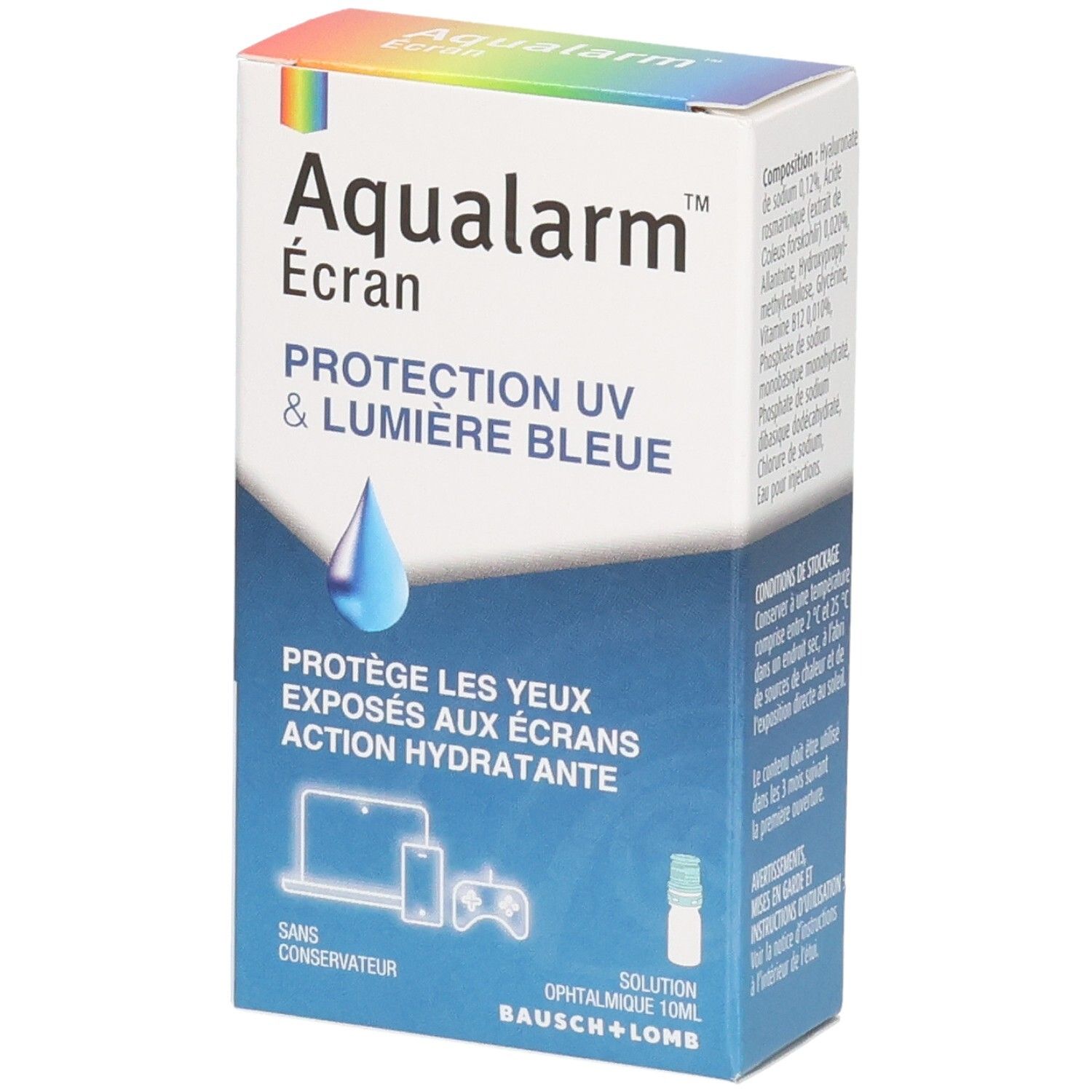 Bausch & Lomb Bausch&Lomb Aqualarm Écran Protection Uv & Lumière Bleue Gouttes Ophtalmiques 10 Ml