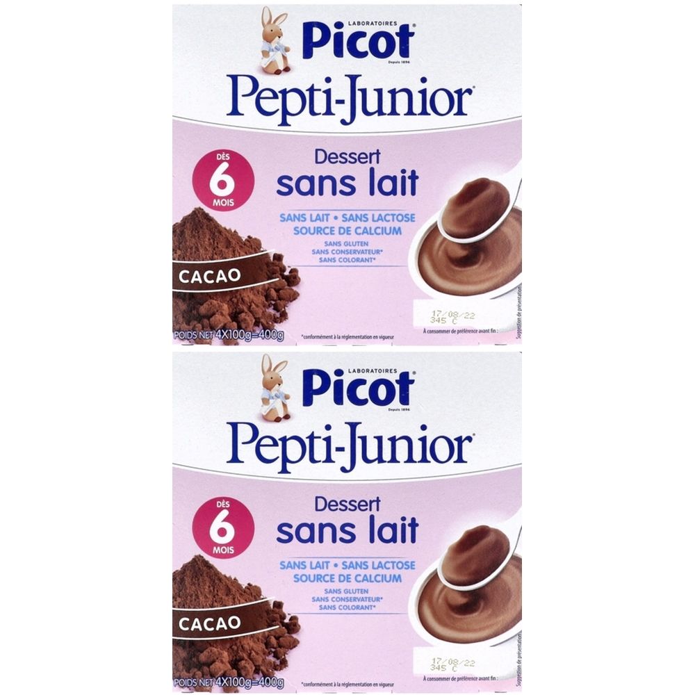 Picot Pepti-Junior desserts sans lait Cacao 2x400 g Aliment