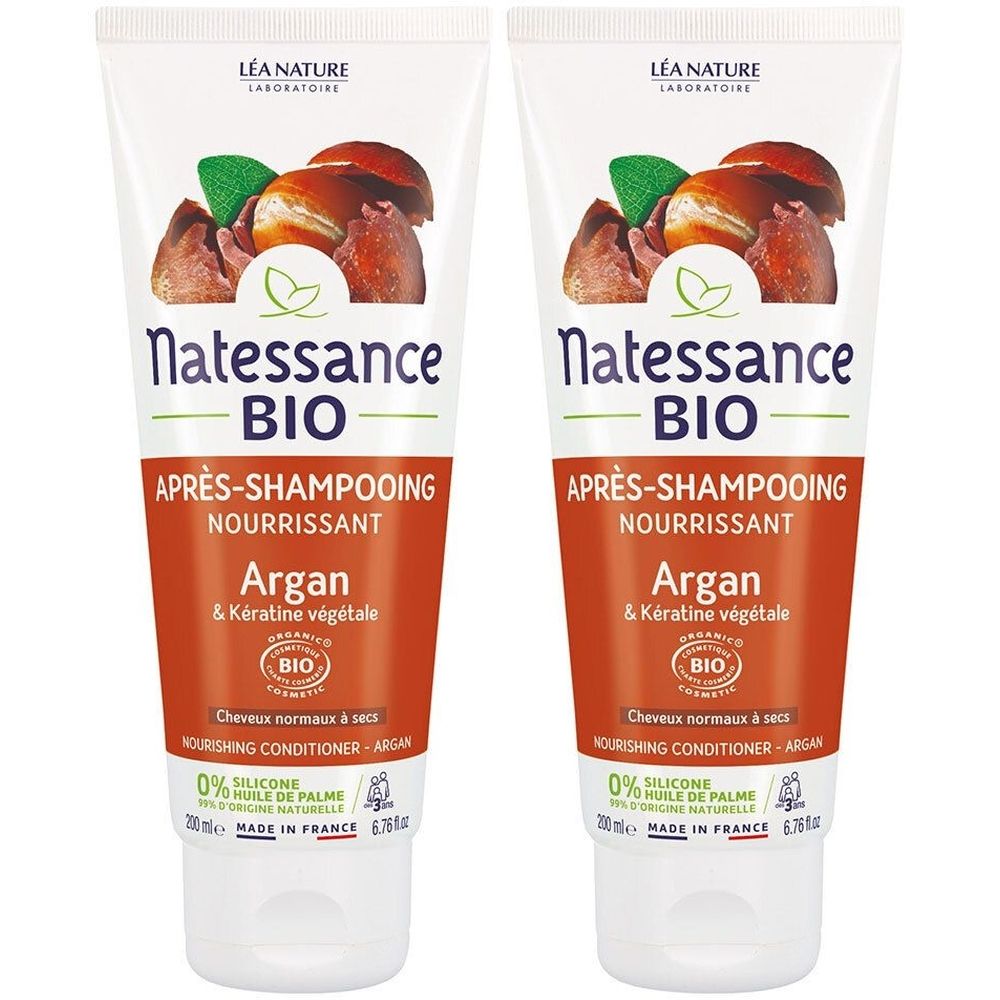 Natessance Après-Shampooing Nourrissant Argan et Kératine Végétale 2x200 ml Après-Shampooing(S)