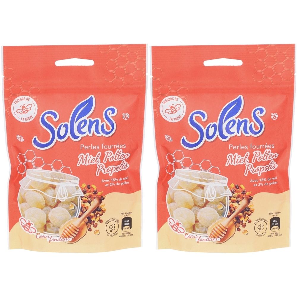 SOLENS Perles Fourées Miel Pollen Propolis 2x100 g Bonbon(S)