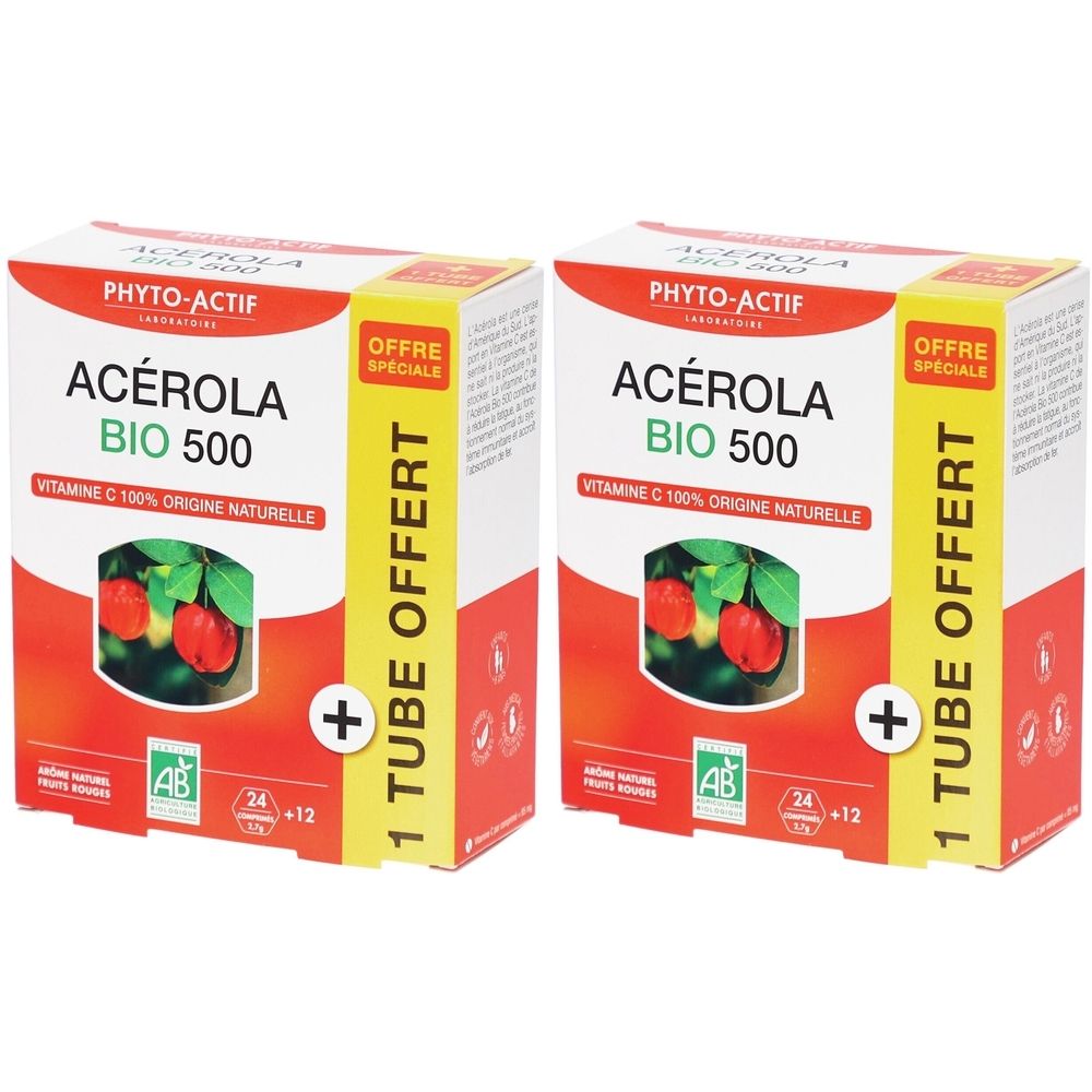 PHYTO-ACTIF Acérola Bio 500 2x24 pc(s) Comprimé(S) À Croquer