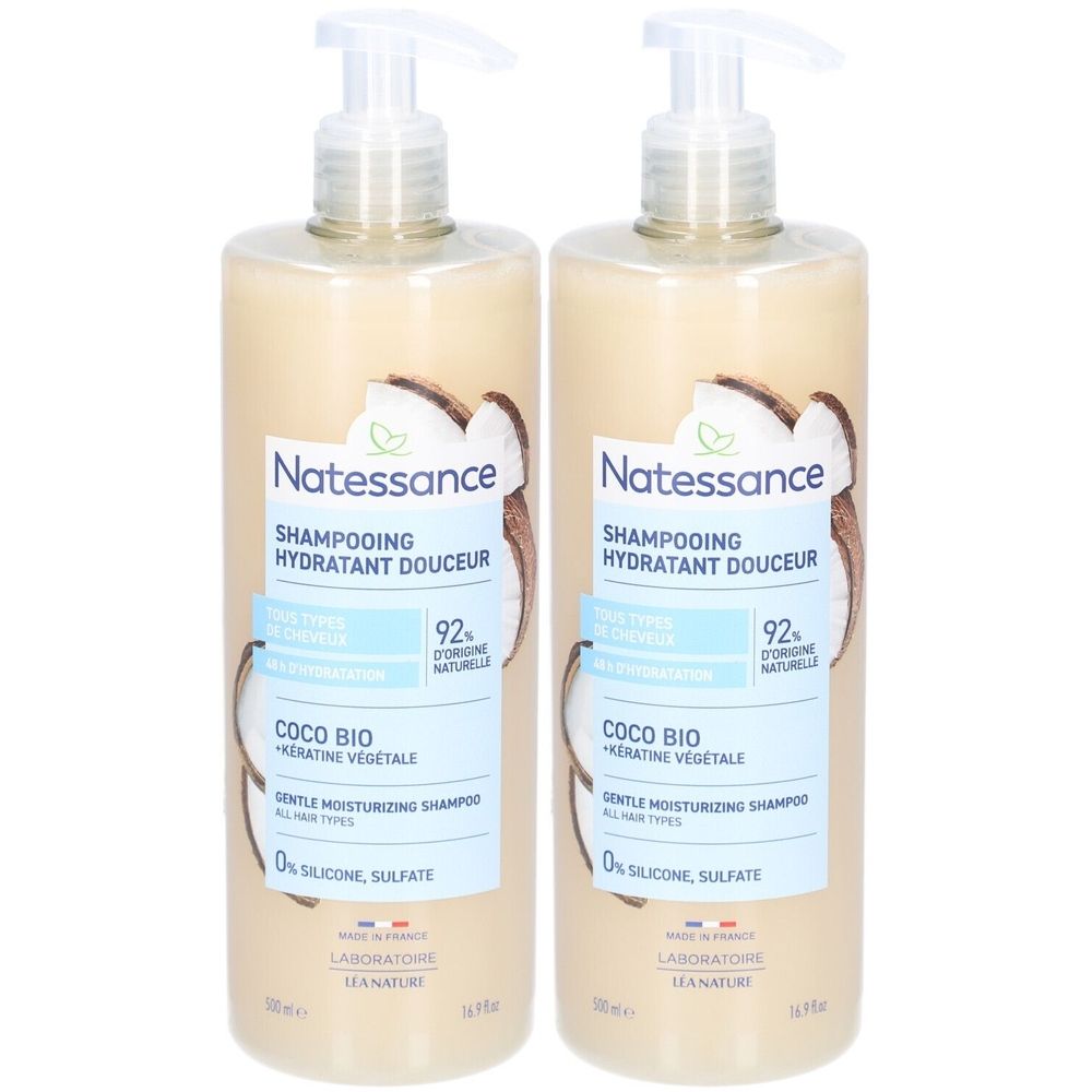 Natessance Shampooing Hydratant Douceur Coco 2x500 ml Shampooing