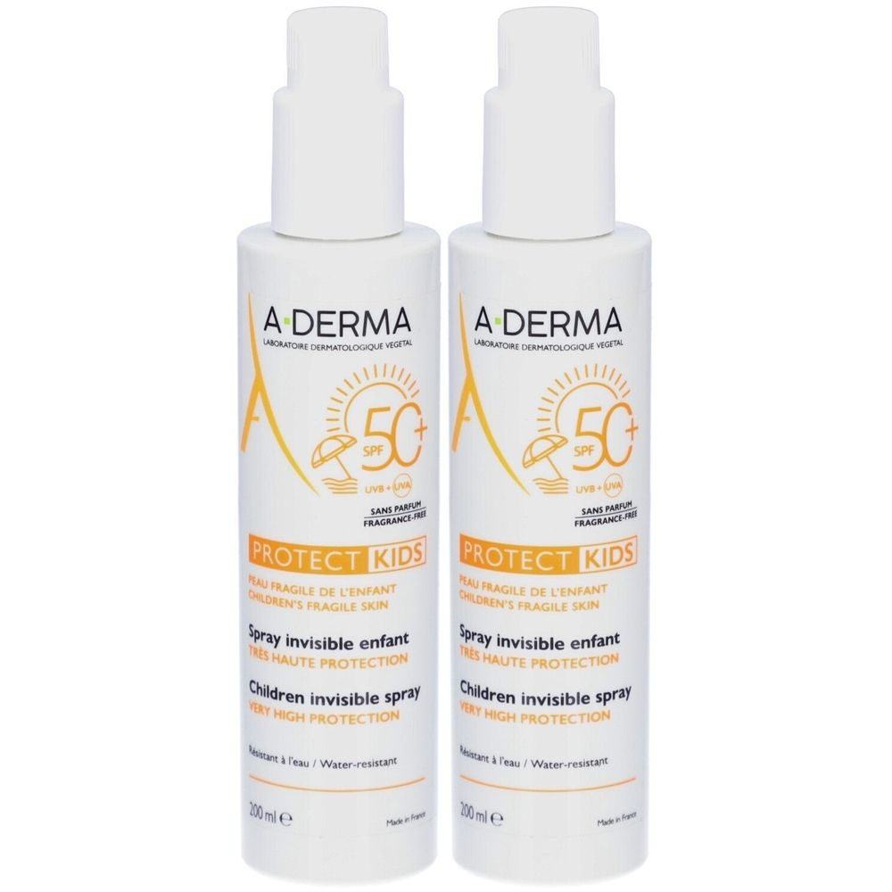 A DERMA Protect Kids Spray Solaire Enfant SPF50+ Crème Protection 2x200 ml