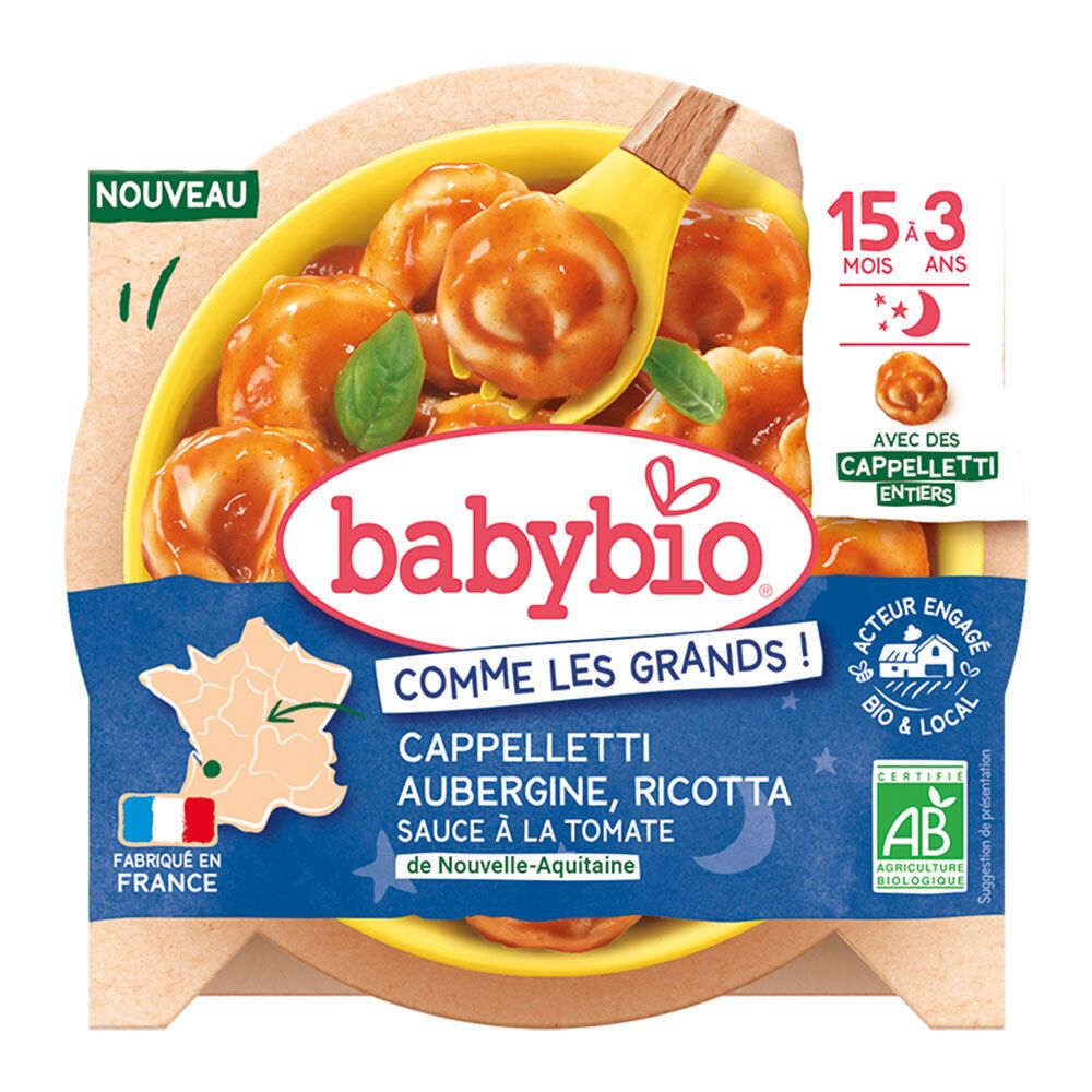 BABYBIO Cappelletti Aubergine Ricotta & sauce tomate de Nouvelle-Aquitaine Aliment 190 g