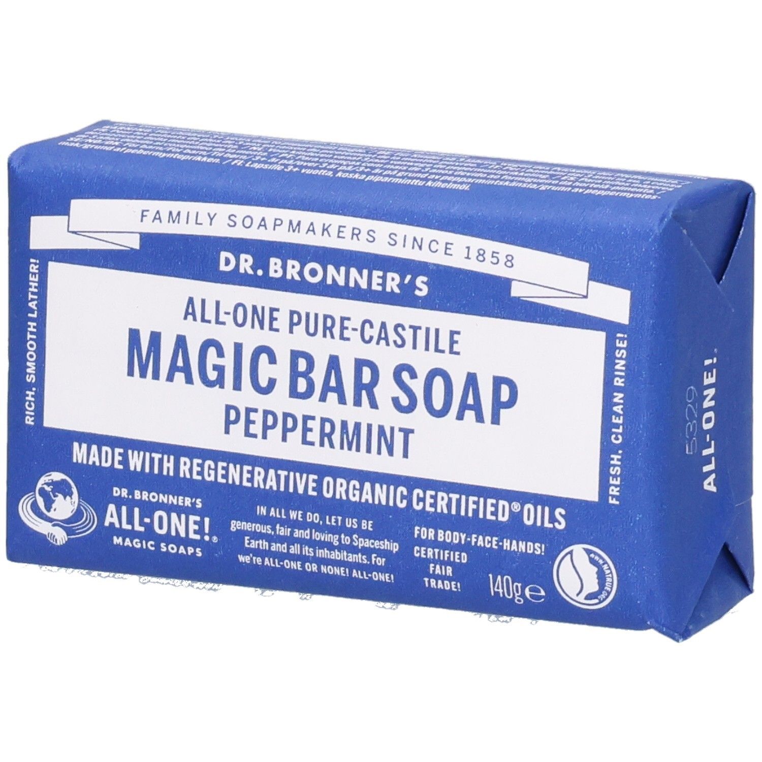 Dr. Bronner's Peppermint Pure-Castile Magic Bar Soap Savon 140 G