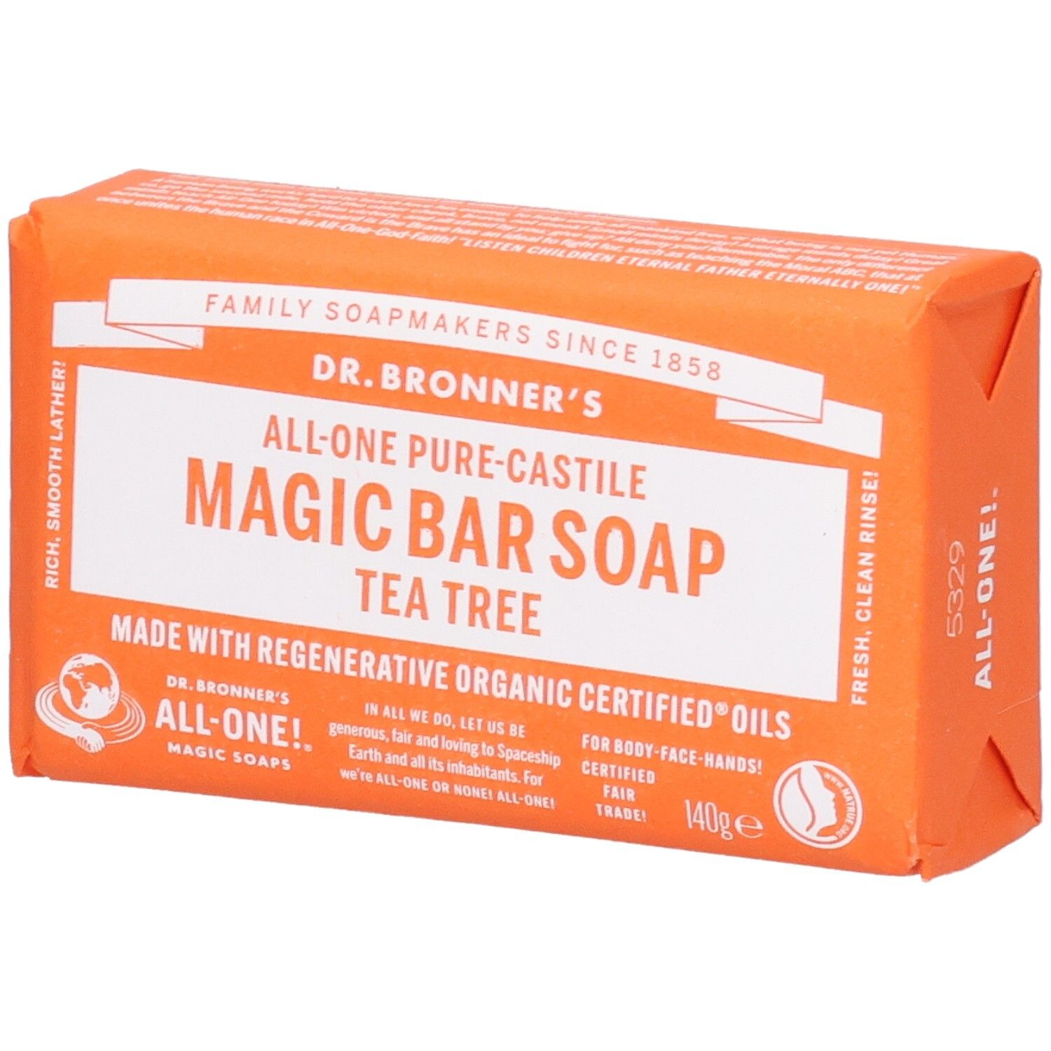 Dr. Bronner's Tea Tree Pure-Castile Magic Bar Soap Savon 140 G - Image 1