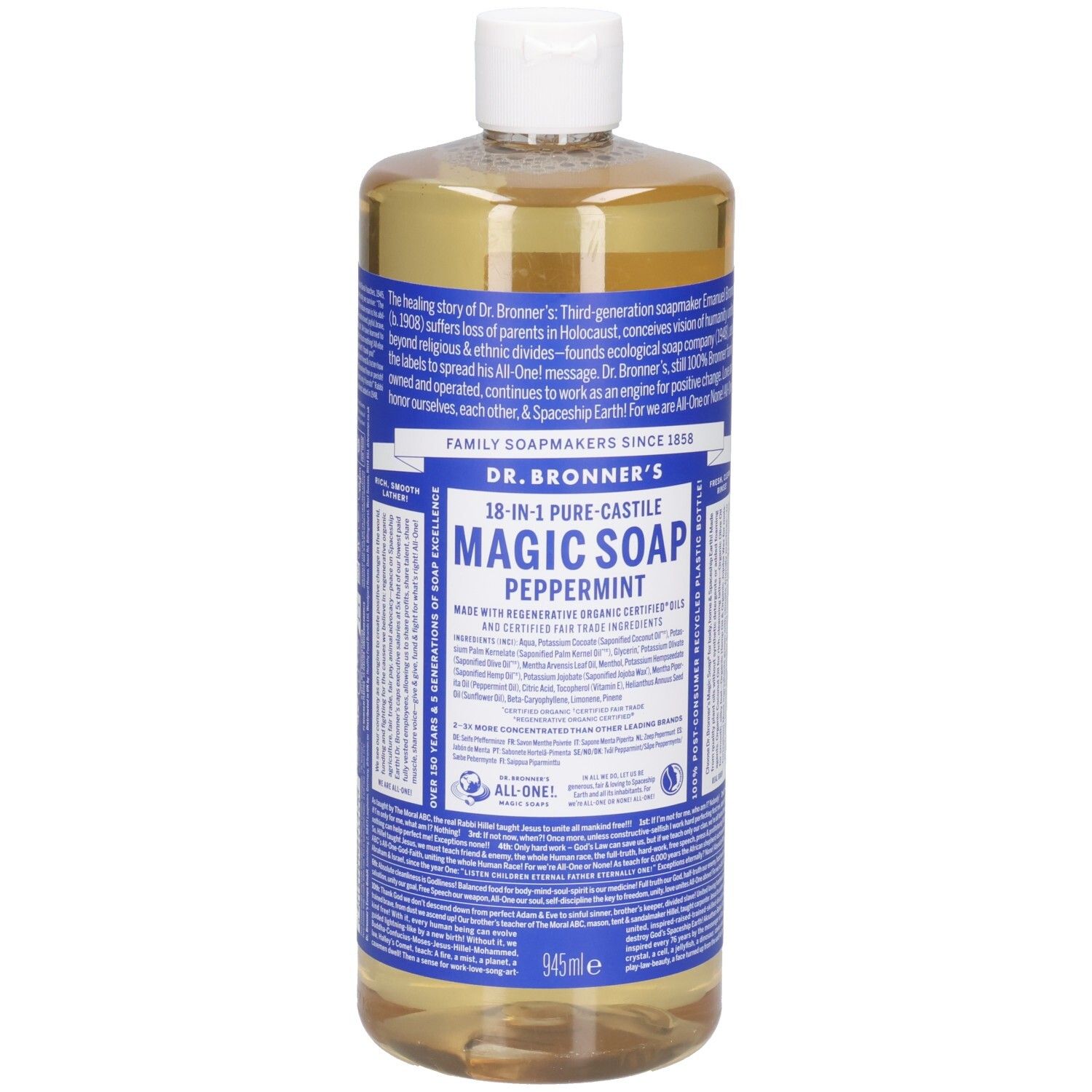 Dr. Bronner's Savon Liquide Menthe Poivrée Liquide 945 Ml